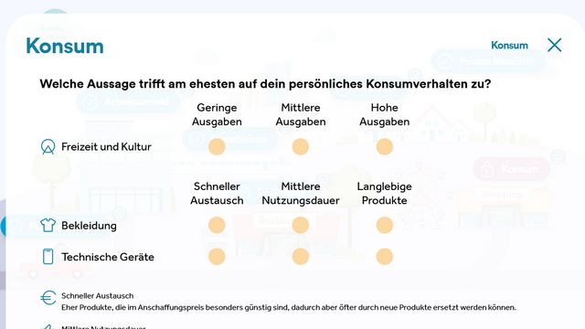 So setzt sich die Öko:check Befragung fort bis man schließlich zu einem Ergebnis kommt (nächstes Bild). © M.O.O.CON